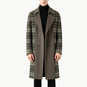 Double Breasted Plaid Men's Overcoat
