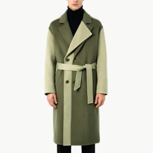 Men's Color Blocked Pure Wool Coat