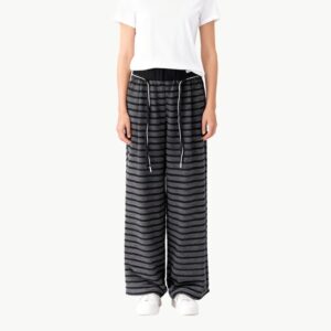 Casual Striped Fleece Lined Wide Leg Pants