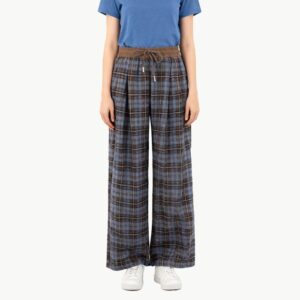 Plaid Fleece Lined Wide Leg Pants