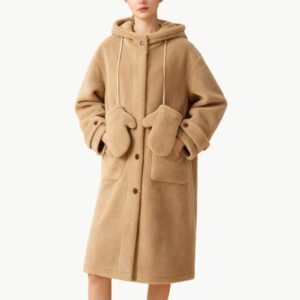 Hooded Mid Length Lambswool Women's Coat