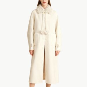 Thickened White Wool Coat for Women