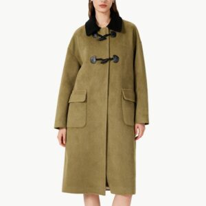Color blocked Wool Coat with Toggle Buttons