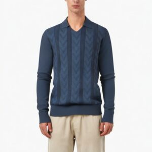 Jacquard Knit V Neck Sweater