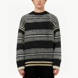 Color Blocked Striped Cotton Blend Sweater