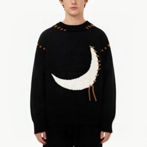 Moon Pattern Jacquard Men's Sweater