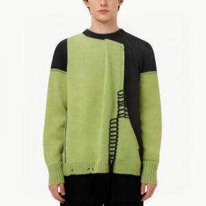 Irregularly Patchwork Cotton Blend Sweater