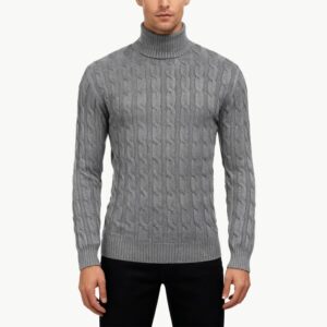 Casual Twisted Knit Turtleneck Sweater