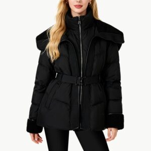 Women's Down Jacket with Large Lapel