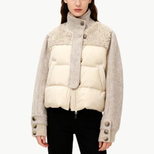 Stand Up Collar Patchwork Short Down Jacket