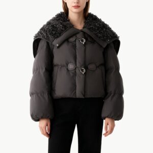 Down Jacket with Lambswool Collar