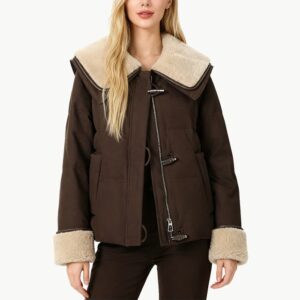 Women's Fleece Lined Down Jacket with Lapel