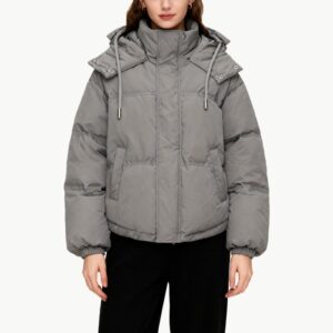 Stand up Collar Hooded Lightweight Down Jacket