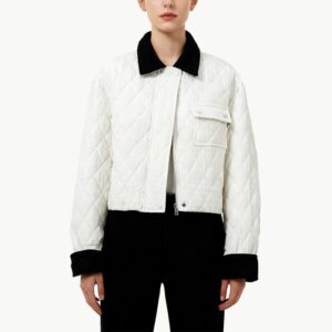 Color Blocked Lapel Down Jacket