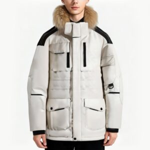 Down Jacket with Fluffy Fur Collar
