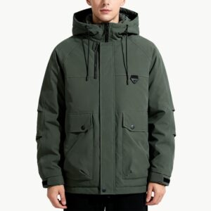 Men's Solid Color Hooded Down Jacket