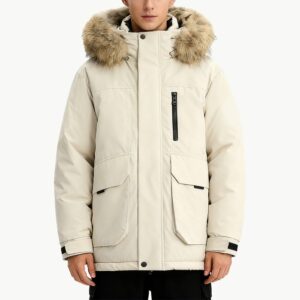 Winter Down Jacket with Large Fur Collar